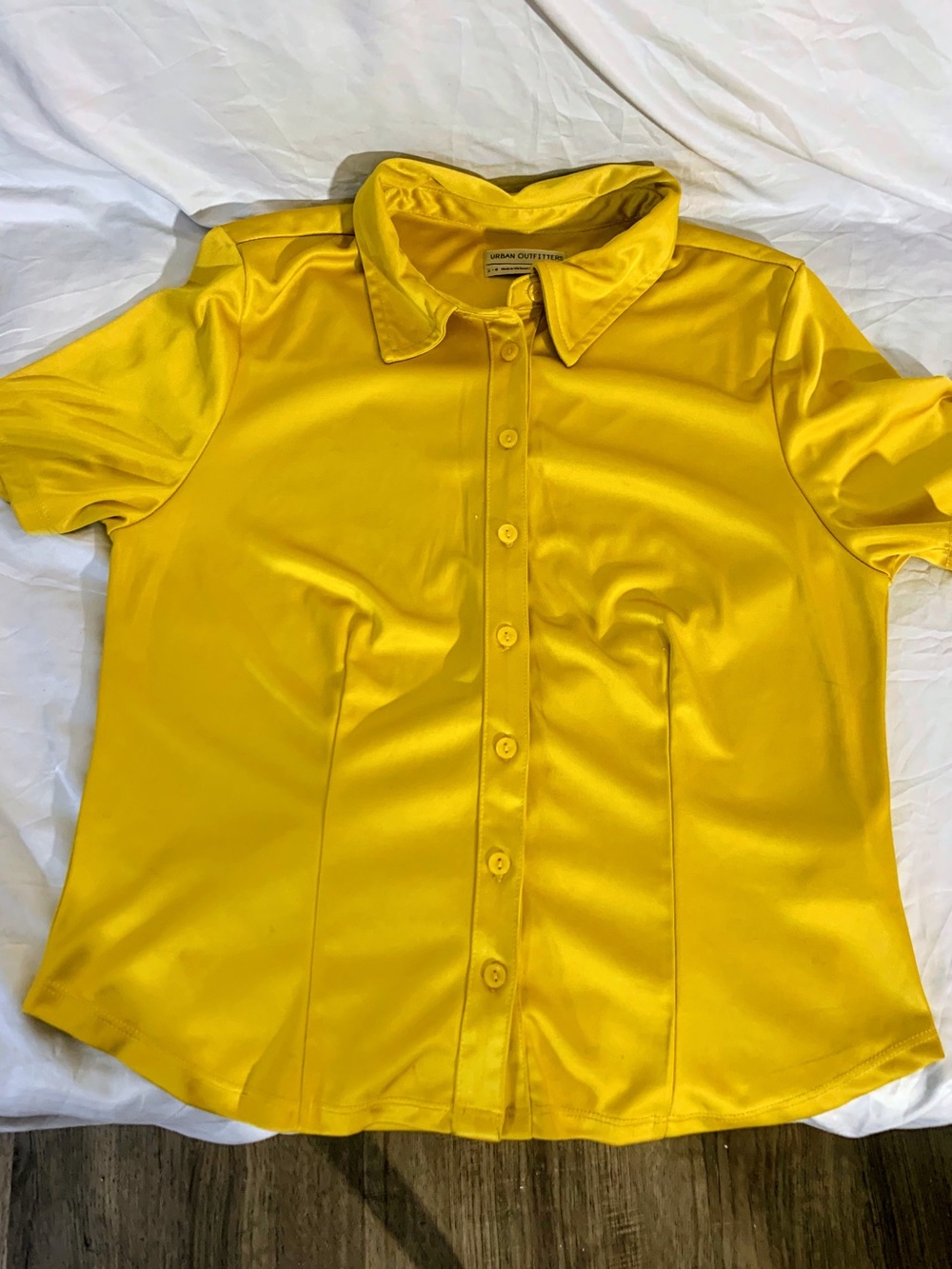 Urban Outfitters Bright Yellow Short Sleeve Button-Down Shirt